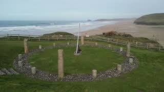 Perranporth Beach Cornwall  4K drone footage [upl. by Eatnahs]