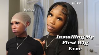 Attempting To Install A Wig For The FIRST Time ft Yolissa Hair [upl. by Osnofla]