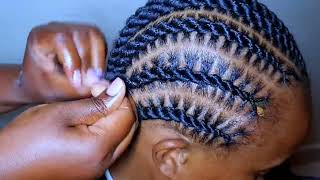 Learn how to Flat twist cornrows stitched flat twist or Spirals [upl. by Arbe]