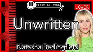 Unwritten LOWER 3  Natasha Bedingfield  Piano Karaoke Instrumental [upl. by Brogle]