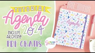 Tutorial ✂️ Agenda 2024 🎀📒🤩 Planeador 📅🌟  Descarga e imprime GRATIS  SCRAPtips [upl. by Woodberry]