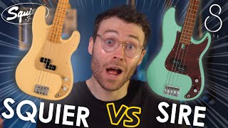 Which one is better  Sire P5 VS Squier 40th Anniversary Precision Bass Shootout and Comparison [upl. by Rahal]