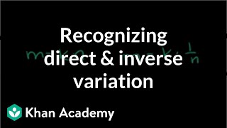 Recognizing direct and inverse variation  Rational expressions  Algebra II  Khan Academy [upl. by Melony]