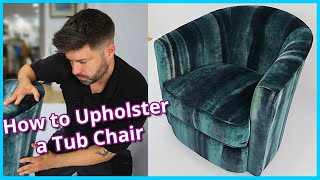 HOW TO UPHOLSTER A TUB CHAIR  HOW TO UPHOLSTER A CURVED BACK CHAIR  FaceliftInteriors [upl. by Aznecniv963]