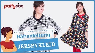 Jerseykleid mit Ausschnitt im KimonoStil und Rockteil mit Falten nähen [upl. by Yrrah]