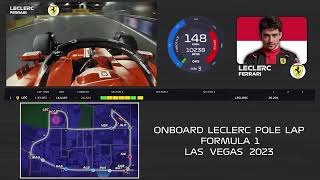 ONBOARD LECLERC POLE LAP  LAS VEGAS 2023  TELEMETRY  DRIVER TRACKER  MINI SECTORS [upl. by Ibor765]