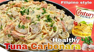 HOW TO COOK TUNA CARBONARA RECIPE WITH MUSHROOM AND CREAM FILIPINO STYLE masarap na handa sa pasko [upl. by Aja]