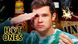 Adam Devine Gets Patriotic While Eating Spicy Wings  Hot Ones [upl. by Meijer]