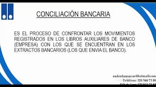 CONCILIACIÓN BANCARIA CON EJERCICIO PRACTICO [upl. by Neved]