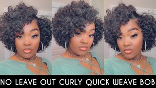 HOW TO NO LEAVE OUT CURLY QUICK WEAVE BOB  STEP BY STEP TUTORIAL Tatiaunna [upl. by Eussoj]