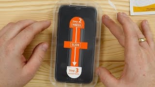 iPhone Xs Panzerglas Schutzfolie  POSITIONIERHILFE von Spigen  anbringen amp erster Test  DEUTSCH [upl. by Allina]