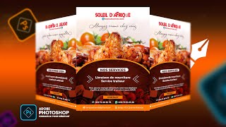 Créer un FLYER de restaurant sur PHOTOSHOP Tutoriel simple et efficace [upl. by Keir]