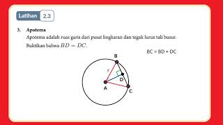 Apotema adalah ruas garis dari pusat lingkaran dan tegak lurus tali busur Latihan 23 Lingkaran [upl. by Nifled]