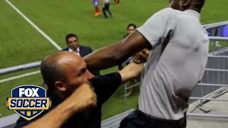 Costa Rica head coach Paulo Wanchope gets into fight with fan  FOX SOCCER [upl. by Husein]