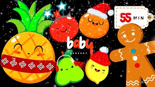 Babys First Christmas 🎄✨ Sensory Video with Dancing Fruits amp Gingerbread 🎅🍪 [upl. by Ylrbmik]