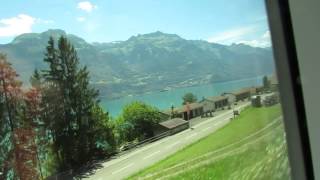 Train Trip along Lake Brienz Brienzersee Switzerland [upl. by Lemkul430]