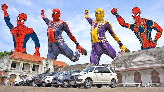 Big Spider Man and Yellow Spiderman Dancing with Big Spiderman Cartoon  Funny Video Music [upl. by Fulvi]