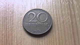 Old german DDR coin  20 Pfennig from 1969 in HD [upl. by Elimay825]