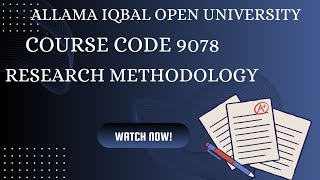 Research Methodology past paper AIOU Course code 9078 Allama Iqbal Open University Islamabad [upl. by Meeki]