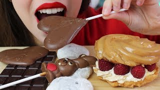 ASMR NUTELLA MOCHI Creamy Profiteroles amp Chocolate Lollipop Eating Sounds No Talking 먹방 [upl. by Mateo36]