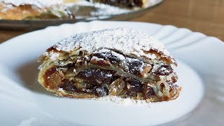 👌Strudel with Fig Jam Raisins and Hazelnuts  Strudle me reçel fiku Rrush të thatë dhe lajthia 👌 [upl. by Nemra]