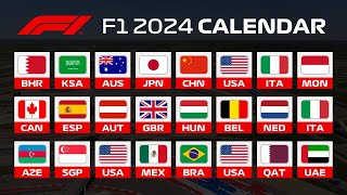 🏁FORMULA 1 2024 CALENDAR  F1 2024 FULL SCHEDULE [upl. by Hulton]