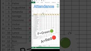 Automate Excel Attendance Sheet with Conditional Formatting Type A  Red Type P  Green [upl. by Olwen797]