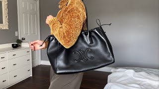 REVIEW  Celine Cabas Drawstring Cuir Triomphe [upl. by Stanislas196]