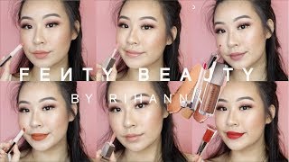 FENTY BEAUTY LIP SWATCHES  GLOSS BOMB  MATTEMOISELLE  LIP PAINT UNCUFFED UNCENSORED [upl. by Nuhsal]