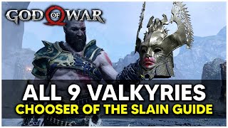 God of War  All 9 Valkyrie Locations Chooser of the Slain Trophy Guide [upl. by Adnarim412]