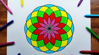 Quick amp Easy Geometrical Design In Circle Drawing  How to Draw Geometric Rangoli Design in Circle [upl. by Dirgis]