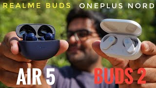 realme Buds Air 5 VS OnePlus Nord Buds 2 Earbuds Detailed comparison ⚡⚡ [upl. by Embry367]