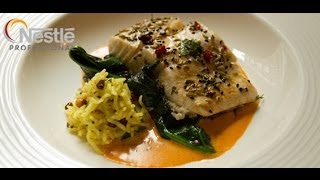 Chef Vivek Singh creates modern Indian inspired halibut grouse and poached pear recipes [upl. by Palermo]