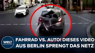 BERLIN Dieses UnfallVideo sprengt das Netz Radfahrer vs Auto  und eine Frage steht im Raum [upl. by Uol]