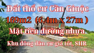 Đất thổ Cần Giuộc Diện tích 169m2 mặt tiền đường nhựa xã Mỹ Lộc  Cần Giuộc gần QL50 giá tốt SHR [upl. by Griffis]