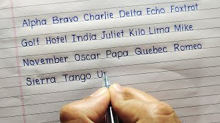 Simple English handwriting practice  Writing Words AZ  The NATO phonetic alphabets [upl. by Idola]