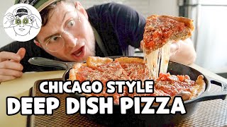 How to Make Deep Dish Pizza in a Cast Iron Pan Chicago Style [upl. by Ydne]