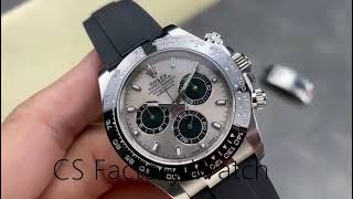 Clean Factory Rolex Daytona 116519LN0027 40MM White Gold Rubber Strap Grey Dial [upl. by Eilzel]