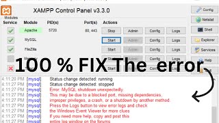 Error MySQL shutdown unexpectedly  How to Solve XAMPP Server MySQL Cannot Start  FIXED [upl. by Yecats493]