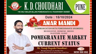 POMEGRANTE MARKET CURRENT STATUS BY MR TANAJI DAGADU CHOUDHARI FROM K D CHOUDHARI DALIMB MARKET [upl. by Demb]