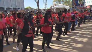 RodeoHouston Line dancers celebrate Black Heritage day [upl. by Rees]