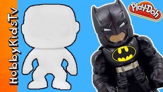 PlayDoh Armored BATMAN Funko Pop Blank Build  Blind Bag HobbyKidsTV [upl. by Joy]