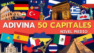 Adivina 50 Capitales 🌎🤔  Quiz de GEOGRAFÍA  Nivel Medio  QUIZTASTICO [upl. by Esineg]