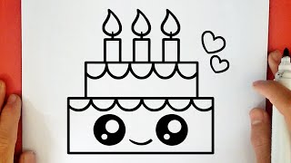 COMMENT DESSINER UN GÂTEAU DANNIVERSAIRE KAWAII [upl. by Lecrad]