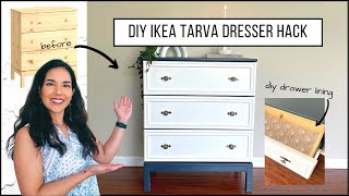 DIY IKEA Hack Tarva Dresser Makeover  DIY Picture Frame Moulding  IKEA Hack 2022  Yasmin Khani [upl. by Nylrehs]