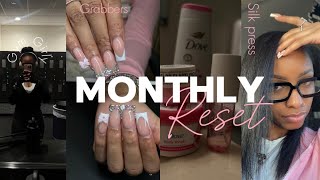 Monthly Reset March Reset SILK PRESS  GYM GIRLY  HYGEINE  GROCERY SHOPPING  WASH DAY  NAILS [upl. by Hnacogn]