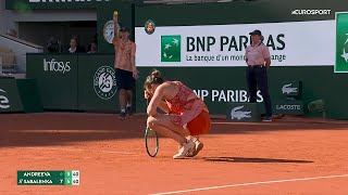 French Open 2024  Mirra Andreeva vs Aryna Sabalenka Highlights Roland Garros quarterfinals 🔴 [upl. by Kotz]