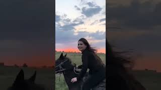 Cute girl horse riding travel mountains nature [upl. by Immac141]