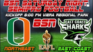 SEMIPRO FOOTBALL DOUBLEHEADER NORTHEAST OUTLAWS AT EAST COAST SHARKS BREVARD [upl. by Cartwright]