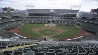 Oco Coliseum Conversion Time Lapse Video Athletics to Raiders 10513  10613 Oakland CA [upl. by Ackler]